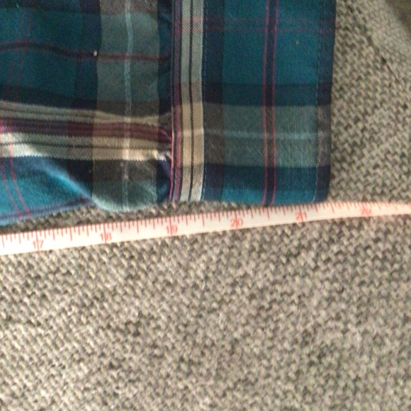 PENDLETON WOOL BLUE PLAID BUTTON DOWN SHIRT Size M-Long Made in USA - Picture 9 of 10